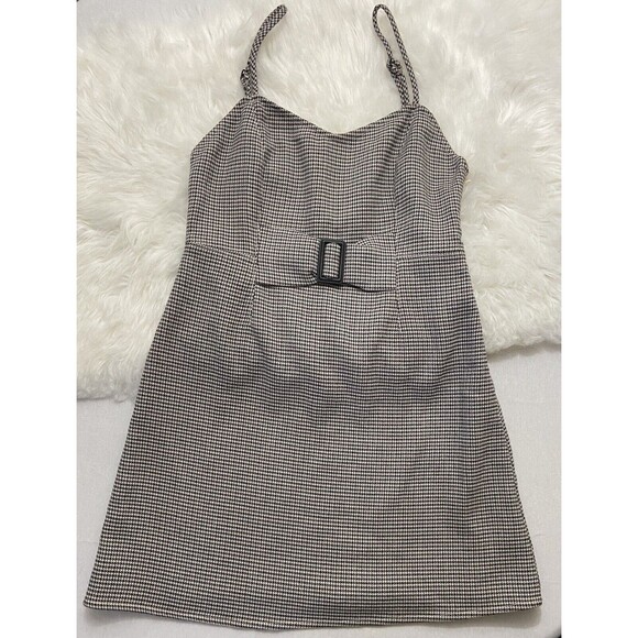 Free People Dresses & Skirts - Free People Sz 2 Sleeveless Spaghetti Strap Stretch Houndstooth Knit Dress